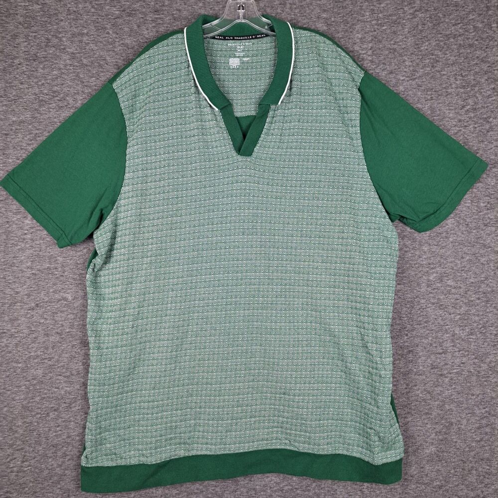 Shaquille O'Neal Big Men's Polo Shirt Green Print Size 4XLT